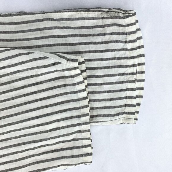 GRIZAS WHITE GREY 100% LINEN STRIPED PANELED WIDE LEG PANTS - XS - Picture 6 of 8
